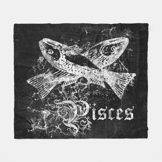 Vintage Zodiakiefisse Fleecedecke (Vorderseite (Horizontal))