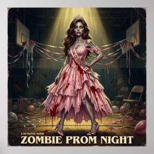Vintage-Zombie-Abschlussball-Nacht-Königin Poster