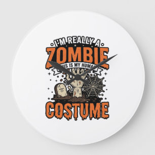 Vintage-Zombie-Kostüm Halloween-Shirt-Design_1 Große Wanduhr