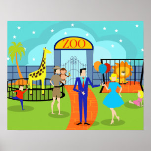 Vintage-Zoo-Plakat Poster