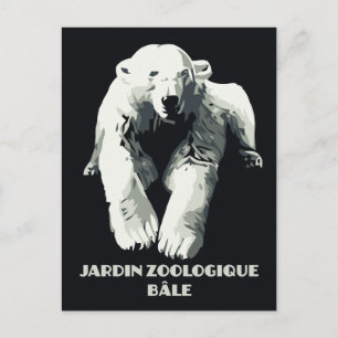 Vintage Zoo-Werbung Basel Eisbär Postkarte