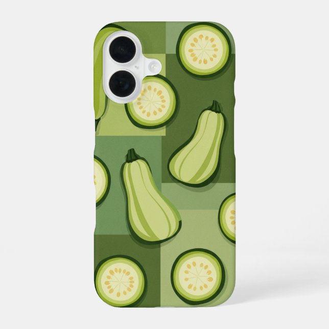 Vintage Zucchini Pattern iPhone 16 Hülle (Rückseite)