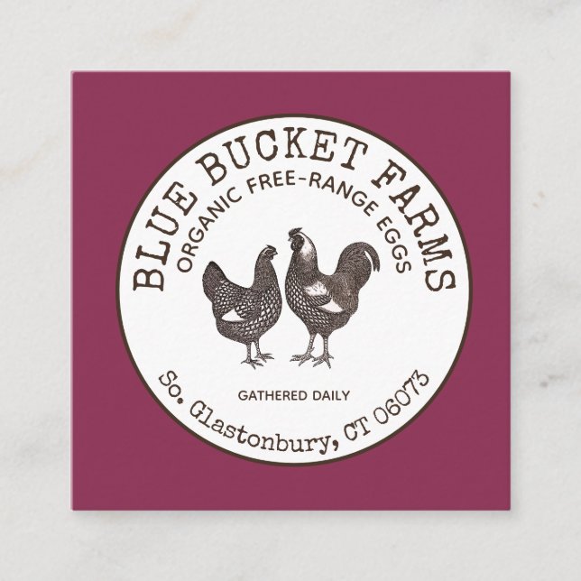 Vintage Zuchtbetriebe Frischeier Quadratische Visitenkarte (Vorderseite)