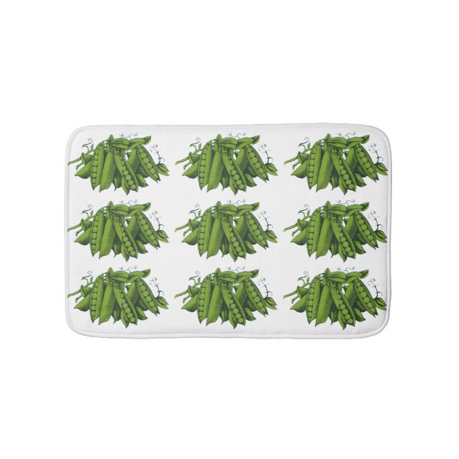 Vintage Zuckererbsen, Lebensmittel, gesunde Gemüse Badematte (Vorderseite)