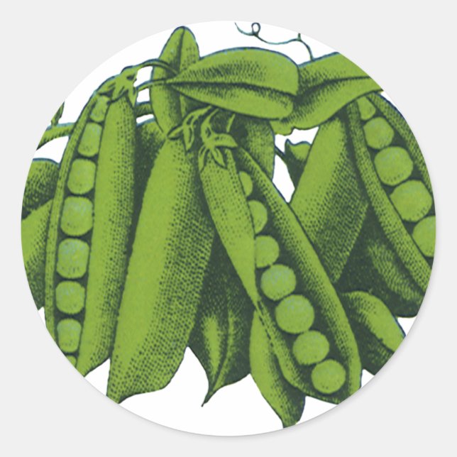 Vintage Zuckererbsen, Lebensmittel, gesunde Gemüse Runder Aufkleber (Vorderseite)