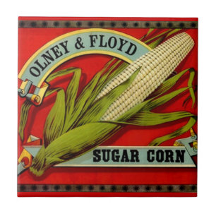 Vintage-Zuckermais-Etikett Olney & Ford Produce Fliese