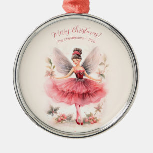 Vintage-Zuckerpflaumenfee-Weihnachtsschmuck in Ros Ornament Aus Metall