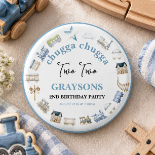 Vintage-Zug 2. Geburtstag – Choo Choo-Party Button