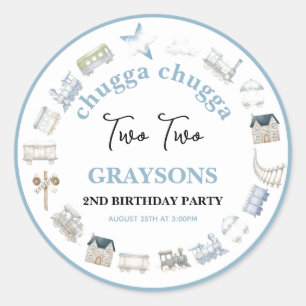 Vintage-Zug 2. Geburtstag – Choo Choo Party Runder Aufkleber