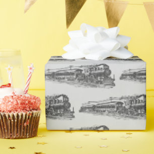 Vintage-Zug auf Grau Geschenkpapier