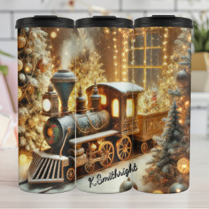 Vintage-Zug Festtag Fenster Weihnachtsbäume Thermosbecher