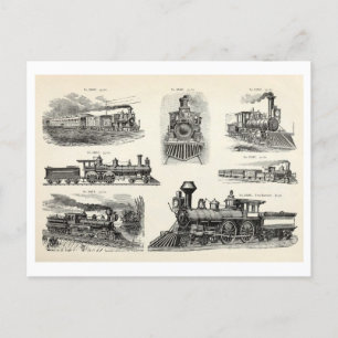 Vintage-Zug-Illustrationen Postkarte
