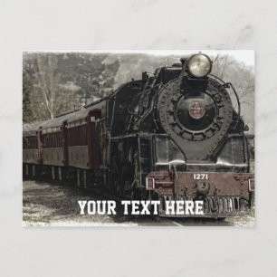 Vintage-Zug mit individuellem Text Postkarte
