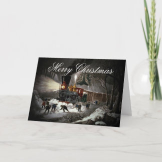Vintage-Zug-Weihnachtskarte Feiertagskarte