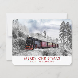Vintage-Zug-Winter-Weihnachtsszene Feiertagskarte