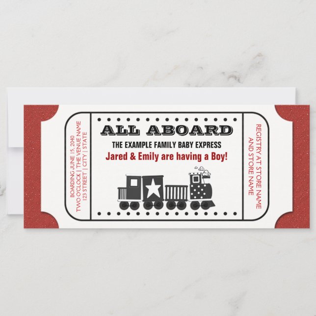 Vintage Zugfahrkarte Kinderdusche Einladung (Vorderseite)