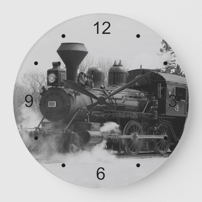 Vintage Zuglokomotive-Uhr Große Wanduhr (Vorderseite)