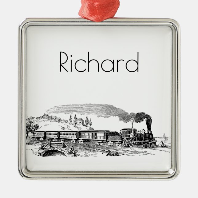 Vintage Zugskizze Ornament Aus Metall (Vorne)