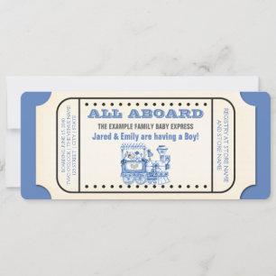 Vintage-Zugticket Baby Boy Shower Einladung