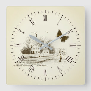 Vintage Zuhause-Collage Wall Clock Quadratische Wanduhr