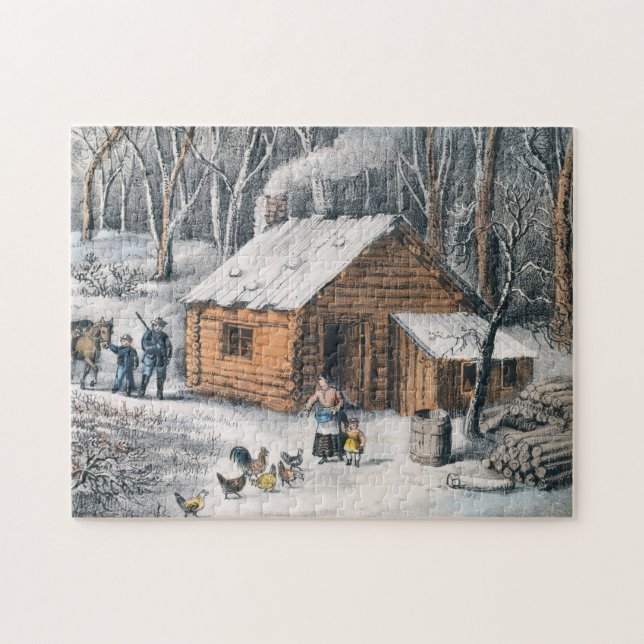 Vintage Zuhause in der Wildnismalerei (1870) Puzzle (Horizontal)