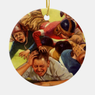 Vintage zum Vatertag, Fußball Kinder und Familienh Keramik Ornament