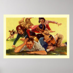 Vintage zum Vatertag, Fußball Kinder und Familienh Poster