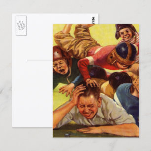 Vintage zum Vatertag, Fußball Kinder und Familienh Postkarte