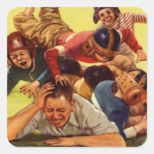 Vintage zum Vatertag, Fußball Kinder und Familiens Quadratischer Aufkleber