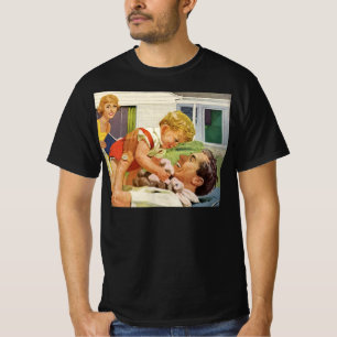 Vintage zum Vatertag, glückliche Familie in den Vo T-Shirt