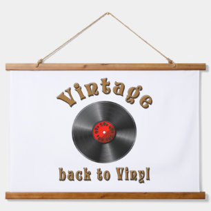 Vintage Zurück zu Vinyl Schallplatten Kunst Wandteppich Mit Holzrahmen