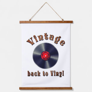 Vintage Zurück zum Vinyl Schallplatten Kunst Wandteppich Mit Holzrahmen