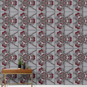 Vintage Zweigstelle Rote Berries Abstrakte Kunst Tapete