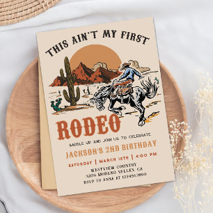 Vintage zweiter Rodeo Western Cowboy 2. Geburtstag Einladung