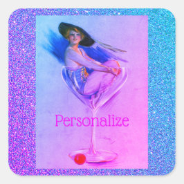 Vintage Zwergmädchen Quadratischer Aufkleber