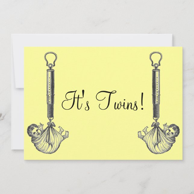 Vintage Zwillingsankündigung Ankündigung (Vorderseite)