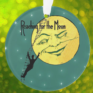 Vintage zwinkerndes Mond-Mann-Leiter Erreiche den  Ornament