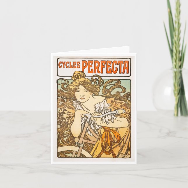 Vintage Zyklen Perfecta by Mucha Note Card Dankeskarte (Vorderseite)