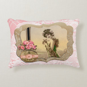 VintageBeauty gerahmter rosa SpitzeDoily Zierkissen