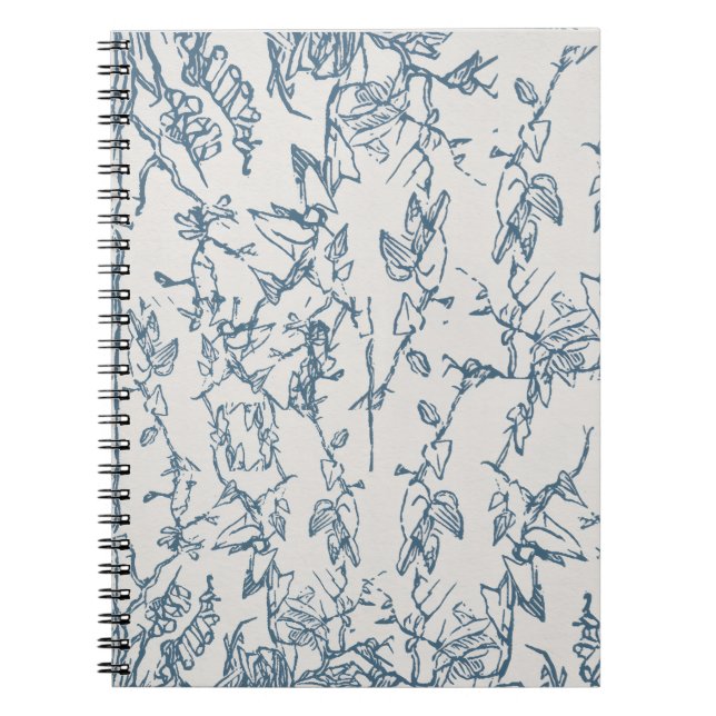 Vintageblaue Flora-Pattern-Spiral-Fotobuch Notizblock (Vorderseite)