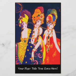 Vintagefarbige Deco-Frauen mit Schmuck Flyer