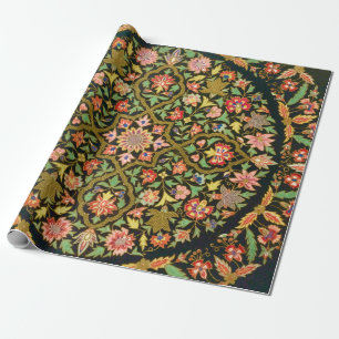 Vintagefarbige indische Blumenstickereidrucke Geschenkpapier