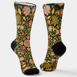 Vintagefarbige indische Blumenstickereidrucke Socken
