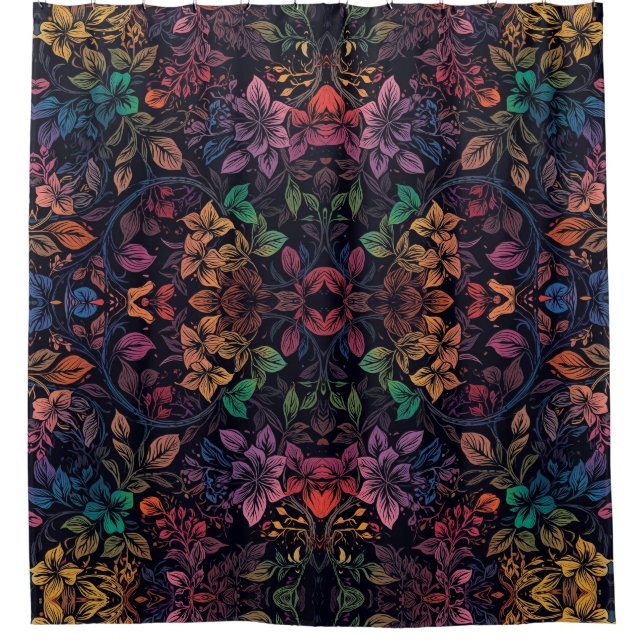 Vintagefarbige Regenbogen-Blumen  Duschvorhang (Vorderseite)