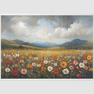 Vintagefarbige Wildblumenfeld-Decoupage Seidenpapier