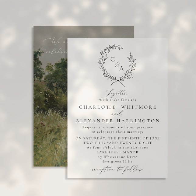 VintageField, Foliage Kranz, Kunstkunst inspiriert Einladung (Von Creator hochgeladen)