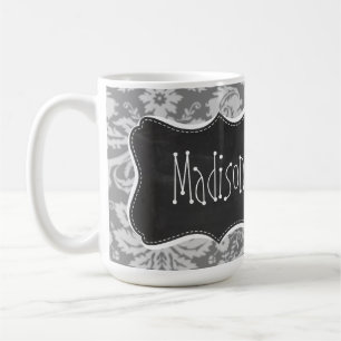 Vintagegrauer Damast; Tafel-Look Tasse