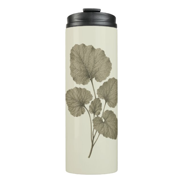 Vintagegrüne Klettenblätter Thermosbecher (Vorderseite)