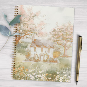 Vintagehaus in der grünen Wiese Cottagecore-Kunst Notizbuch