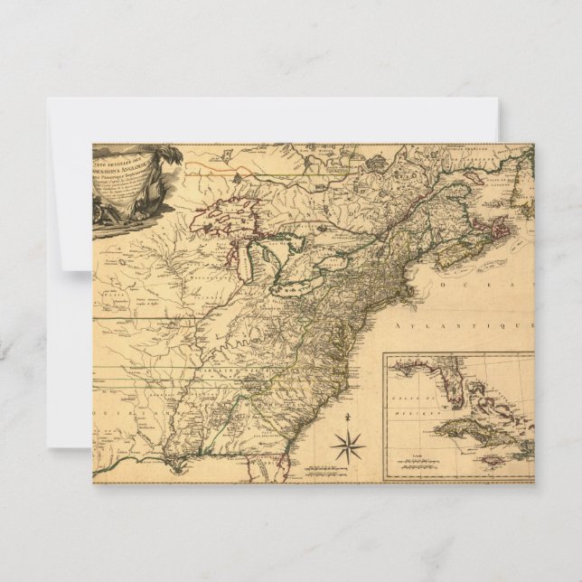 Vintagen 1777 Amerikanische Kolonien Karte von Phe (Vorderseite)